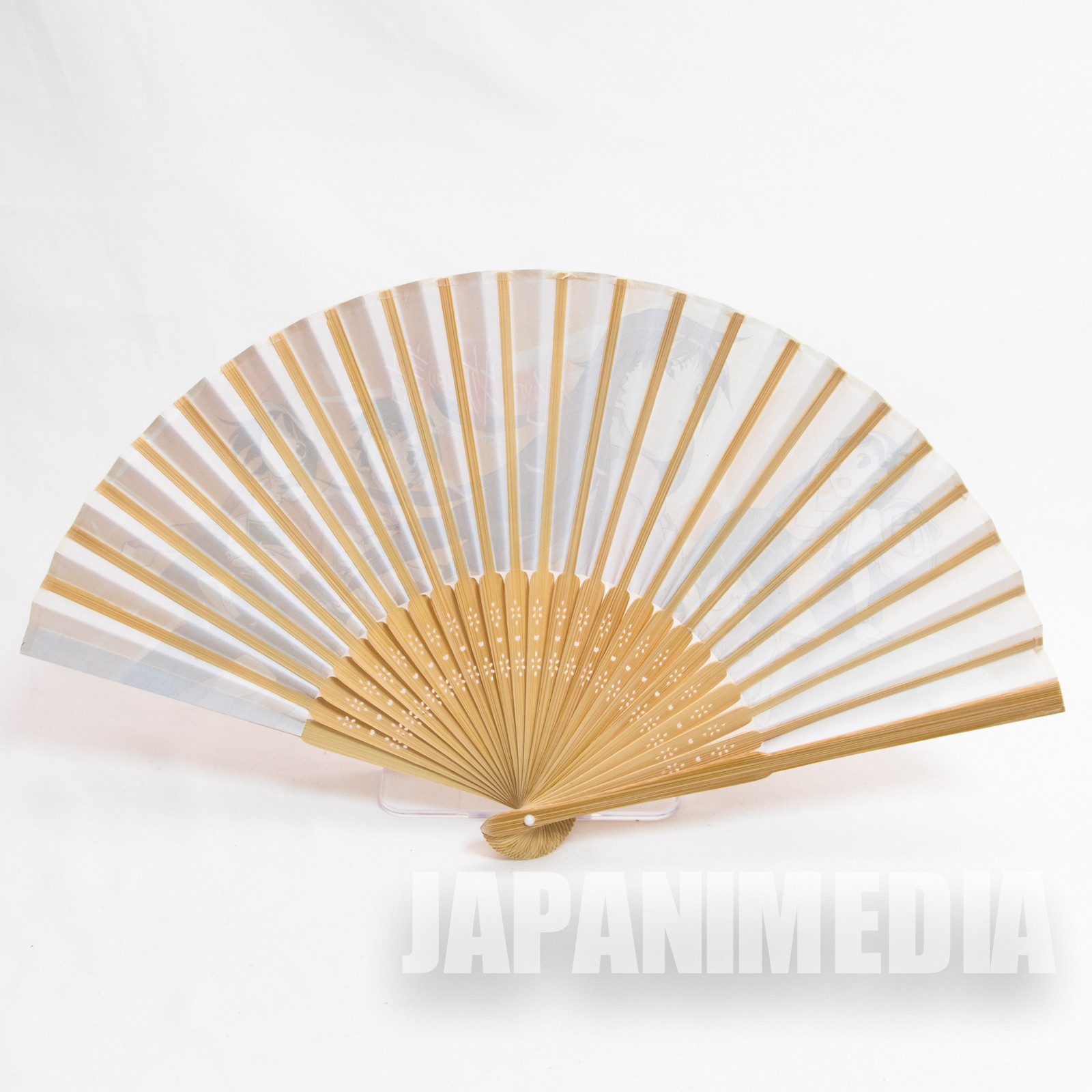 Japanese  "Sensu" Folding Fan Silk Blue Sakura/ with Case/ Japan Cosplay Goods 