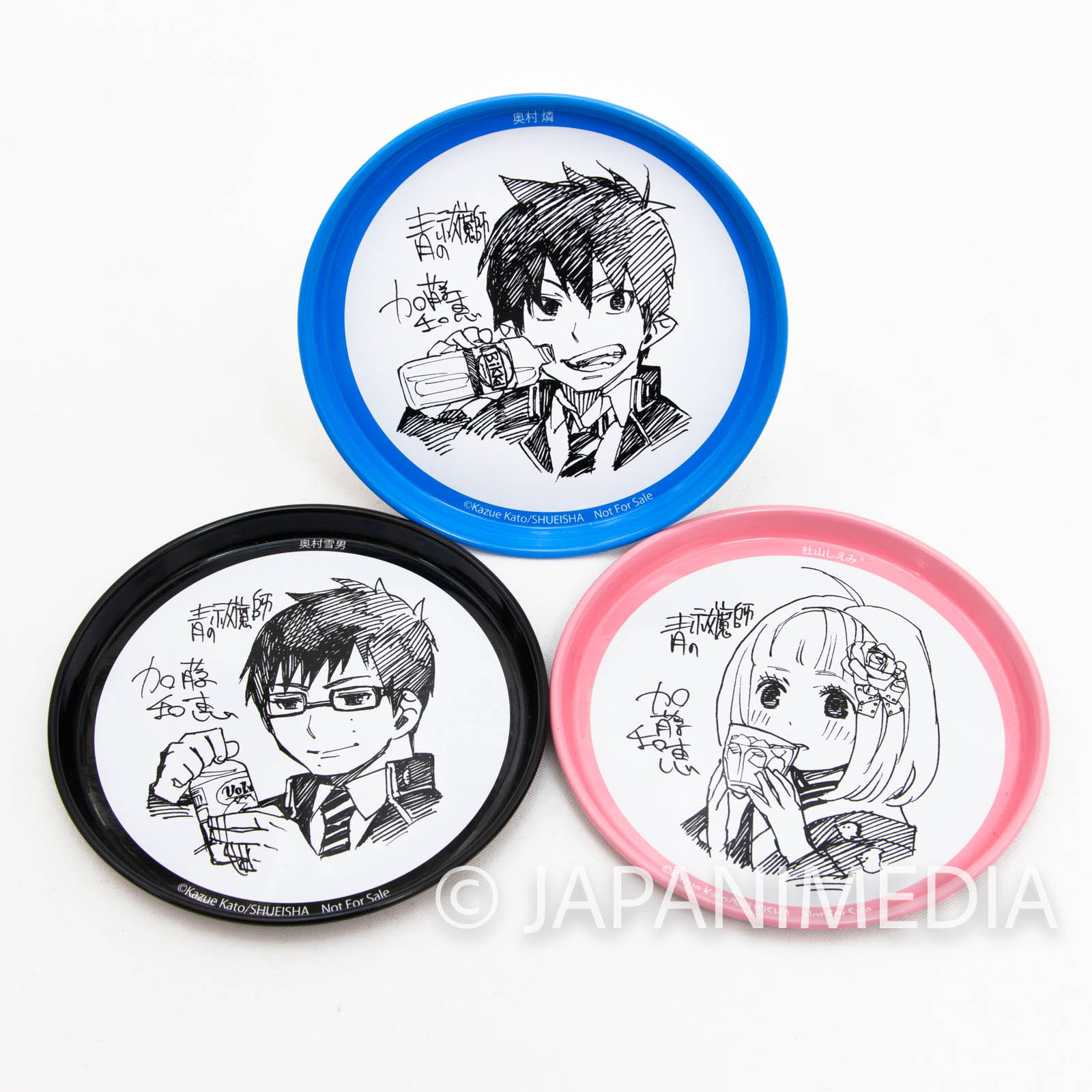 Blue Exorcist Rin & Yukio & Shiemi Can Coaster 3pc set Shueisha Natsu Comi 2009 JAPAN MANGA