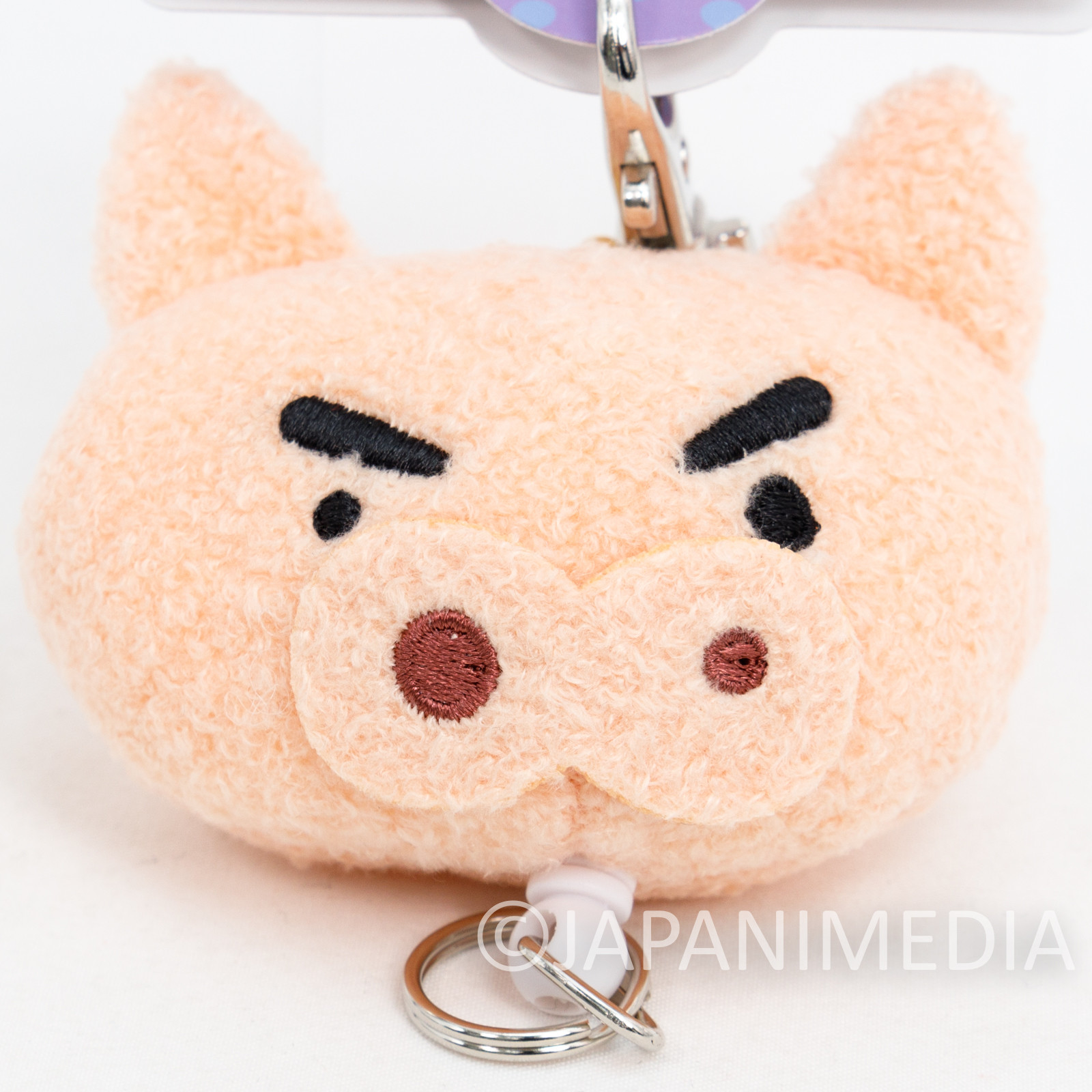 Crayon Shin-chan Buriburizaemon Plush Doll Mascot Reel Keychain JAPAN