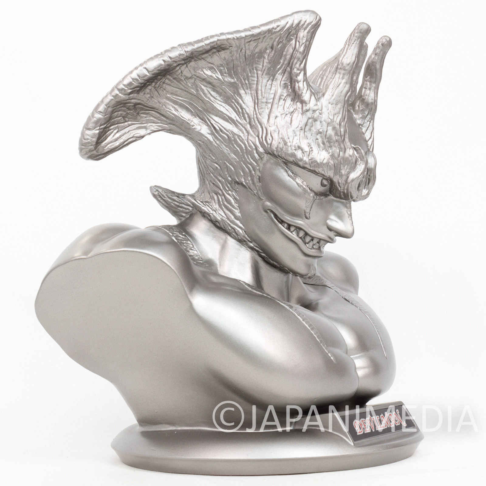 RARE! Devilman Big Size 9 inch  Bust Figure Coin Bank Silver Ver. Yutaka JAPAN