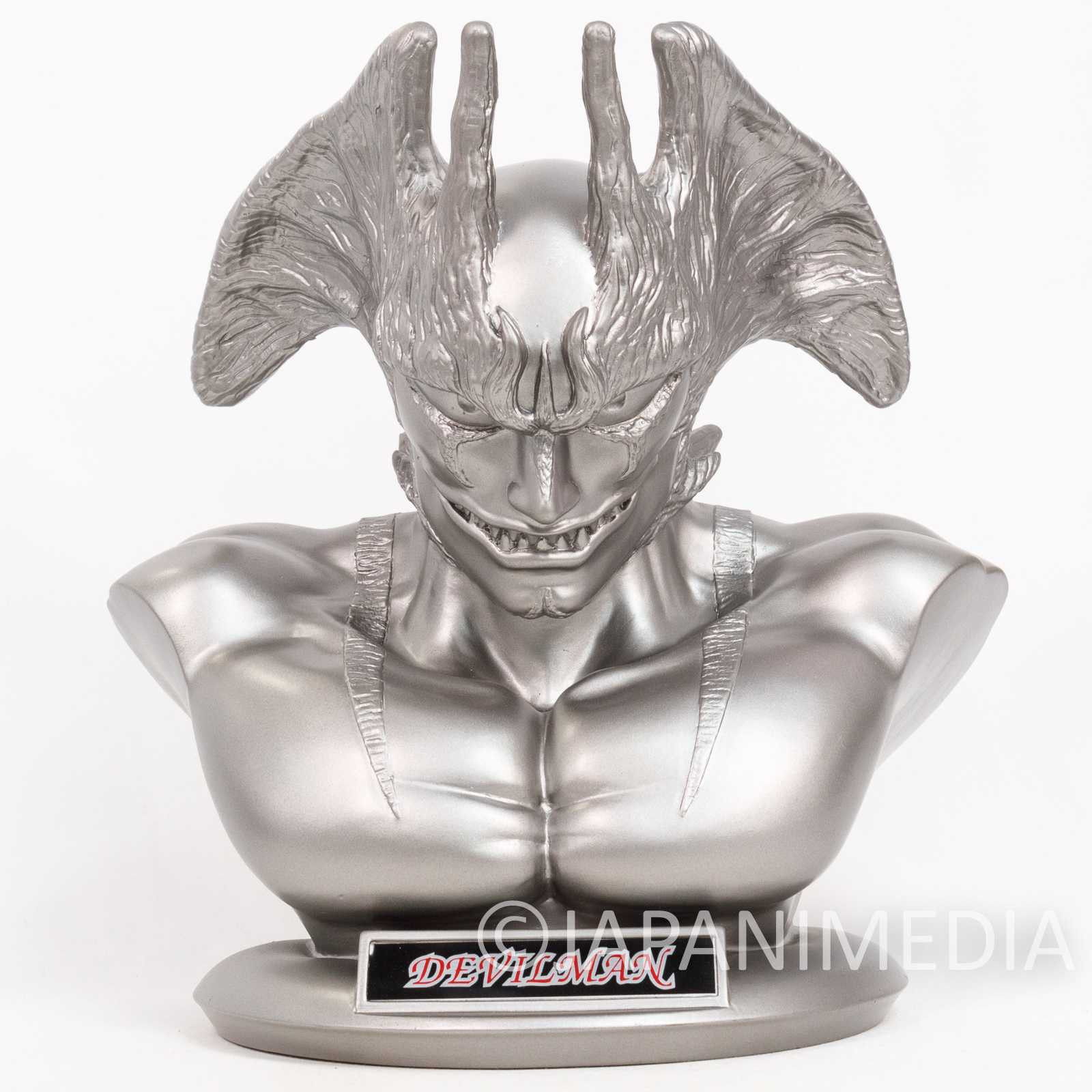 RARE! Devilman Big Size 9 inch Bust Figure Coin Bank Silver Ver. Yutaka JAPAN Japanimedia Store