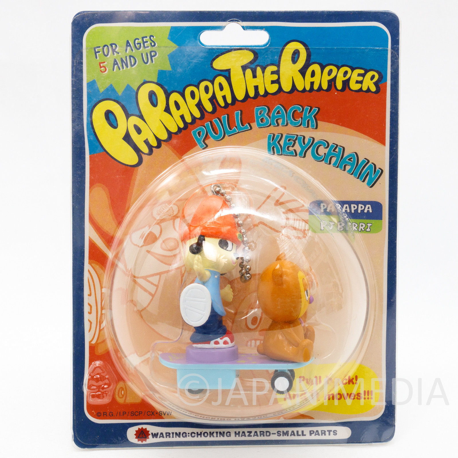 Parappa The Rapper Pull Back Figure Keychain Parappa & Pj Berri JAPAN GAME