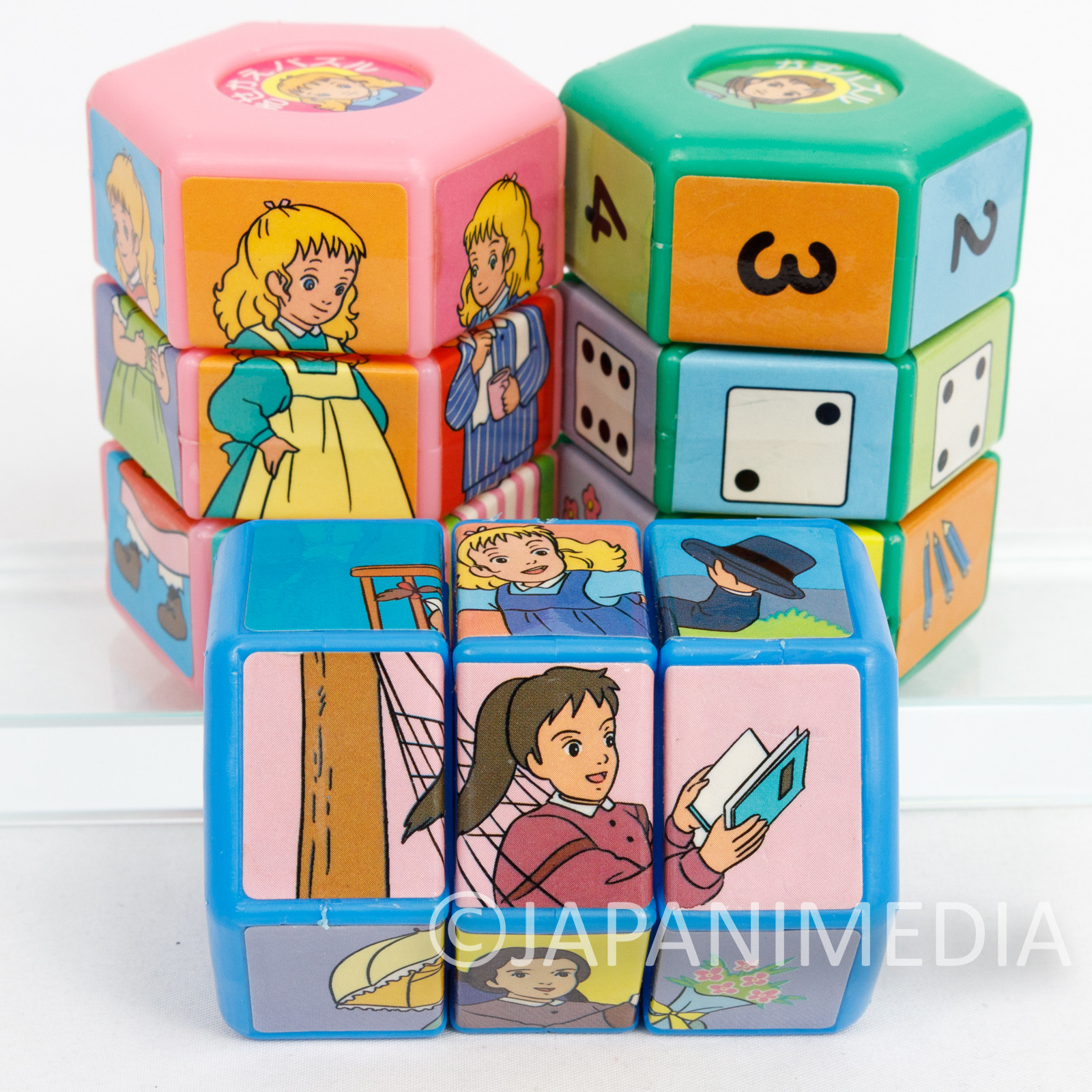 Retro RARE! Ai no Wakakusa Monogatari Tales of Little Women Toy Puzzle 3pc Set