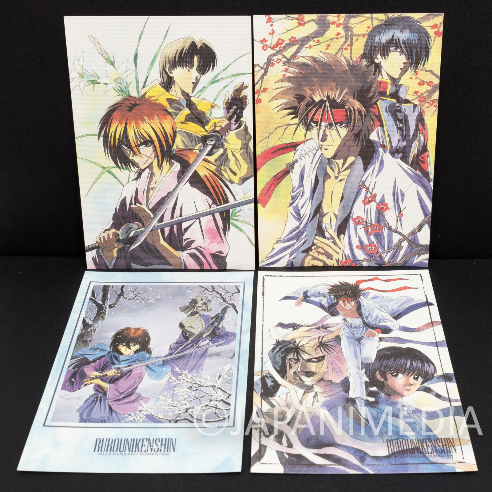 RARE! Rurouni Kenshin Post Card 9pc Set Himura Kenshin Sanosuke Sagara Yahiko