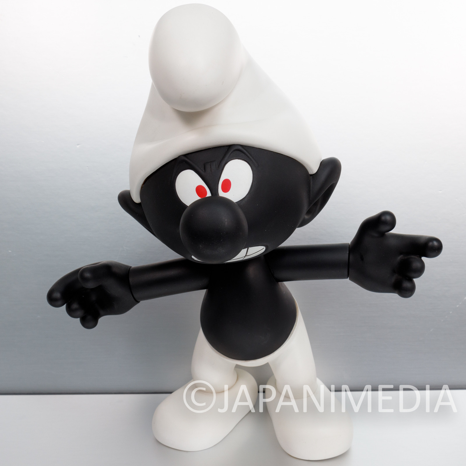 RARE! Black Smurf Big Size Soft Vinyl Figure HOW2WORK JAPAN