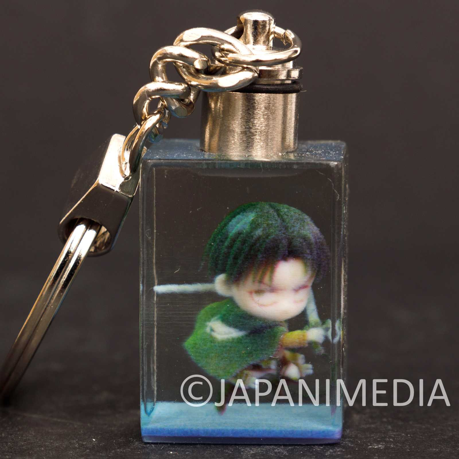 Attack on Titan Levi Ackerman Mini Figure in Light up Cube Keychain JAPAN Japanimedia Store FRONT Attack on Titan Levi Ackerman Mini Figure in Light up Cube Keychain JAPAN Japanimedia Store FRONT