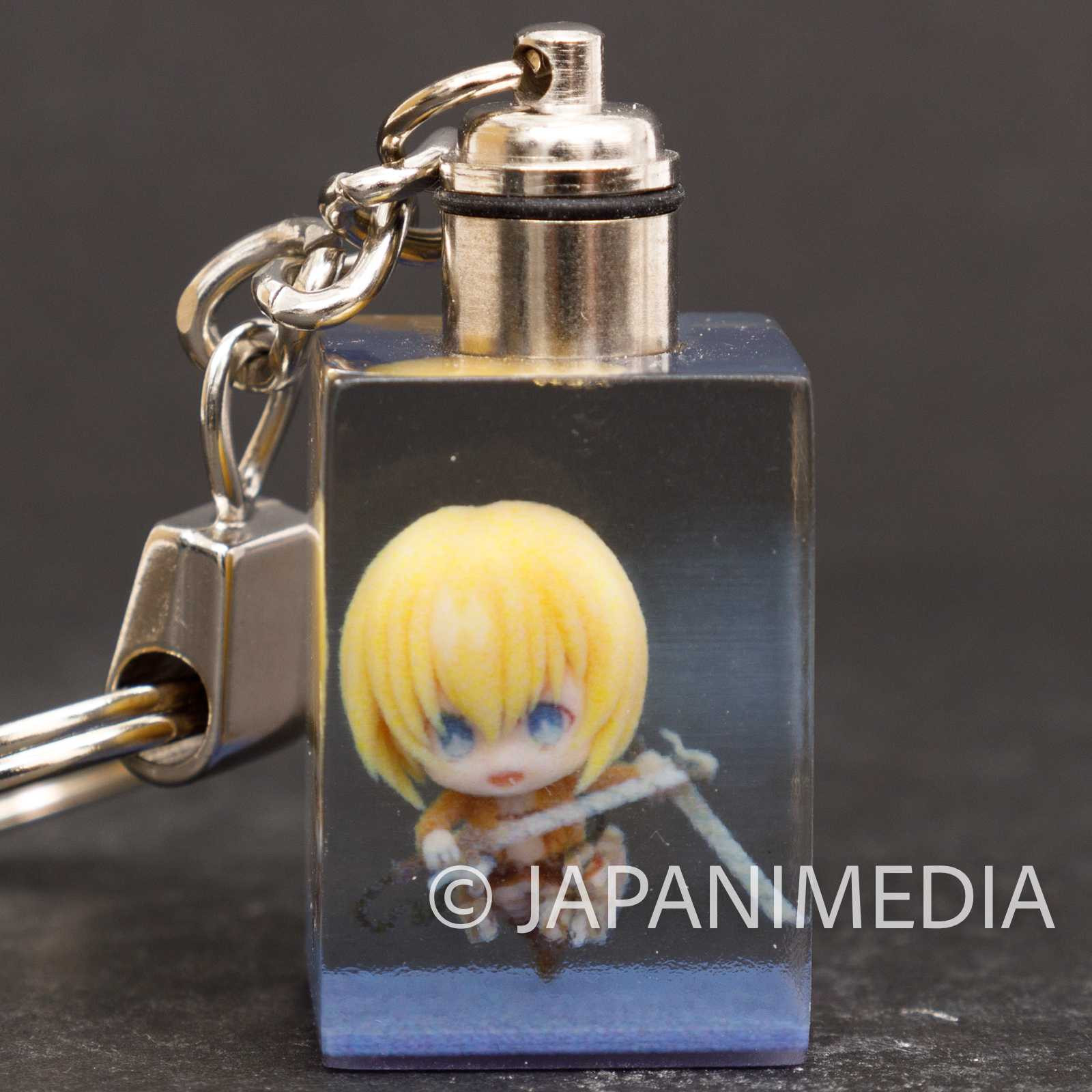 Attack on Titan Armin Arlelt Mini Figure in Light up Cube Keychain JAPAN Japanimedia Store FRONT Attack on Titan Armin Arlelt Mini Figure in Light up Cube Keychain JAPAN Japanimedia Store FRONT