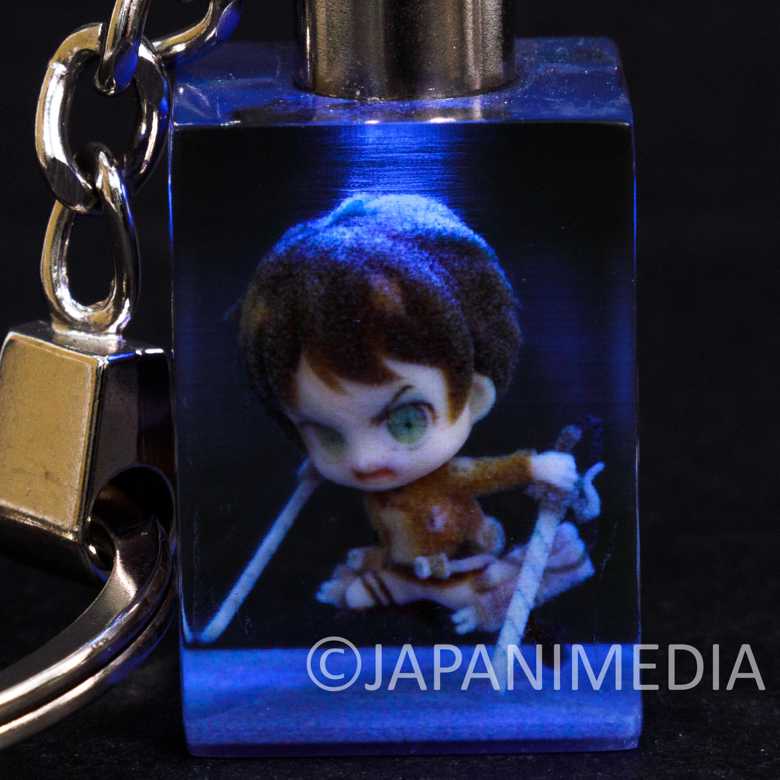 Attack on Titan Eren Yeager Mini Figure in Light up Cube Keychain JAPAN