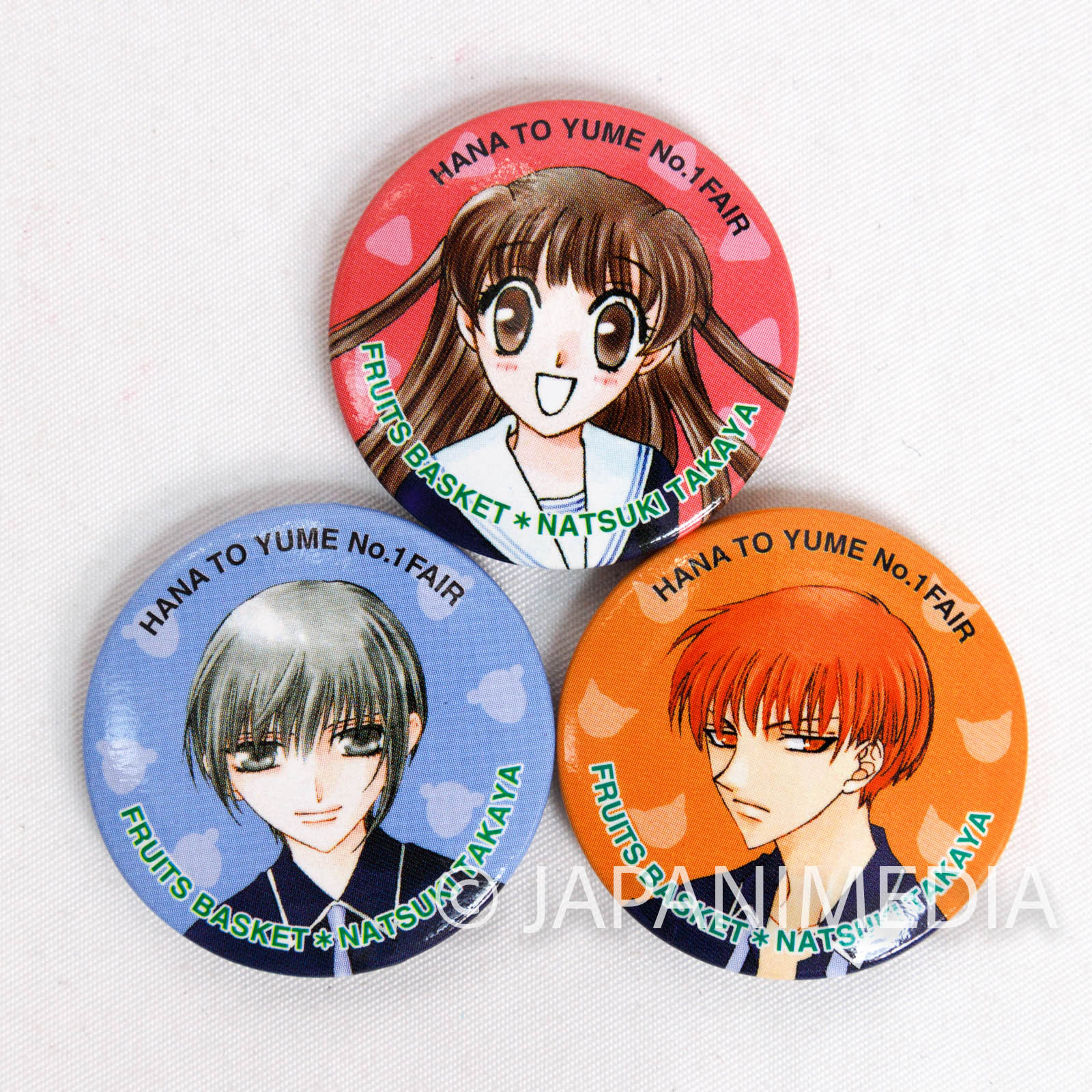 Fruits Basket Tohru & Yuki & Kyo Button badge 3pc set JAPAN MANGA