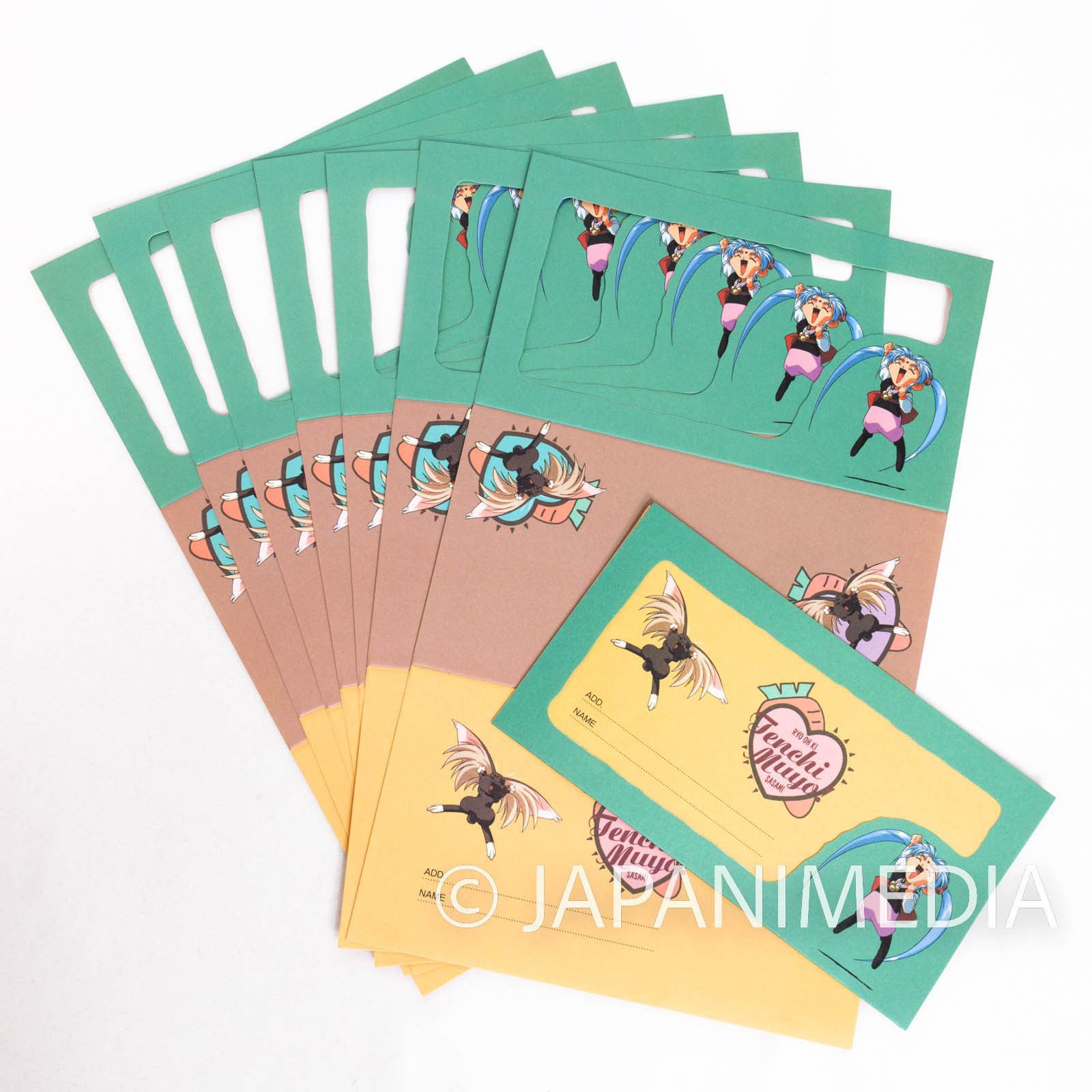 Tenchi Muyo Ryo-oh-ki Letter writing set [Envelope 4pc + Paper 8pc + Address sticker 4pc] JAPAN