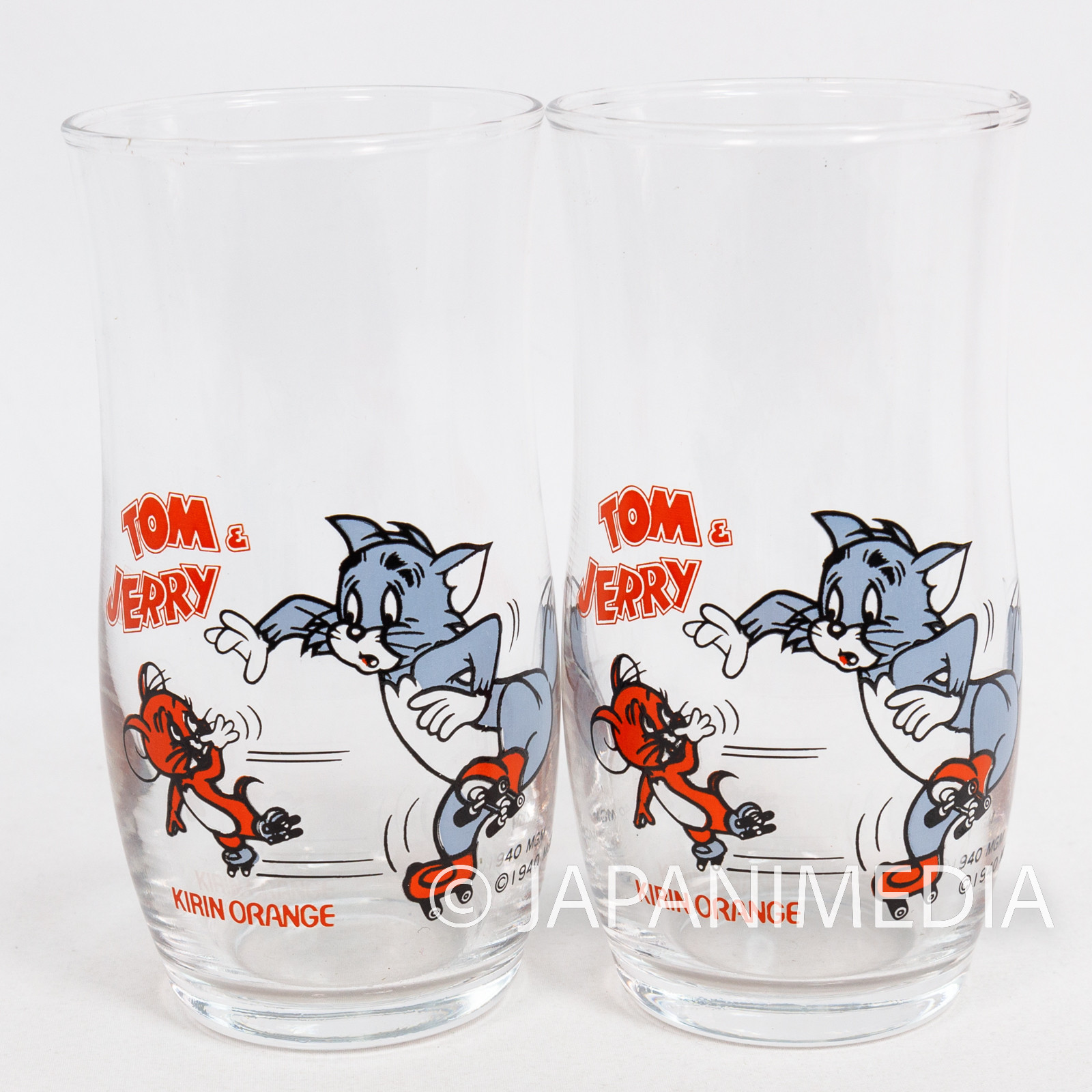RARE! Tom & Jerry Glass Set KIRIN ORANGE
