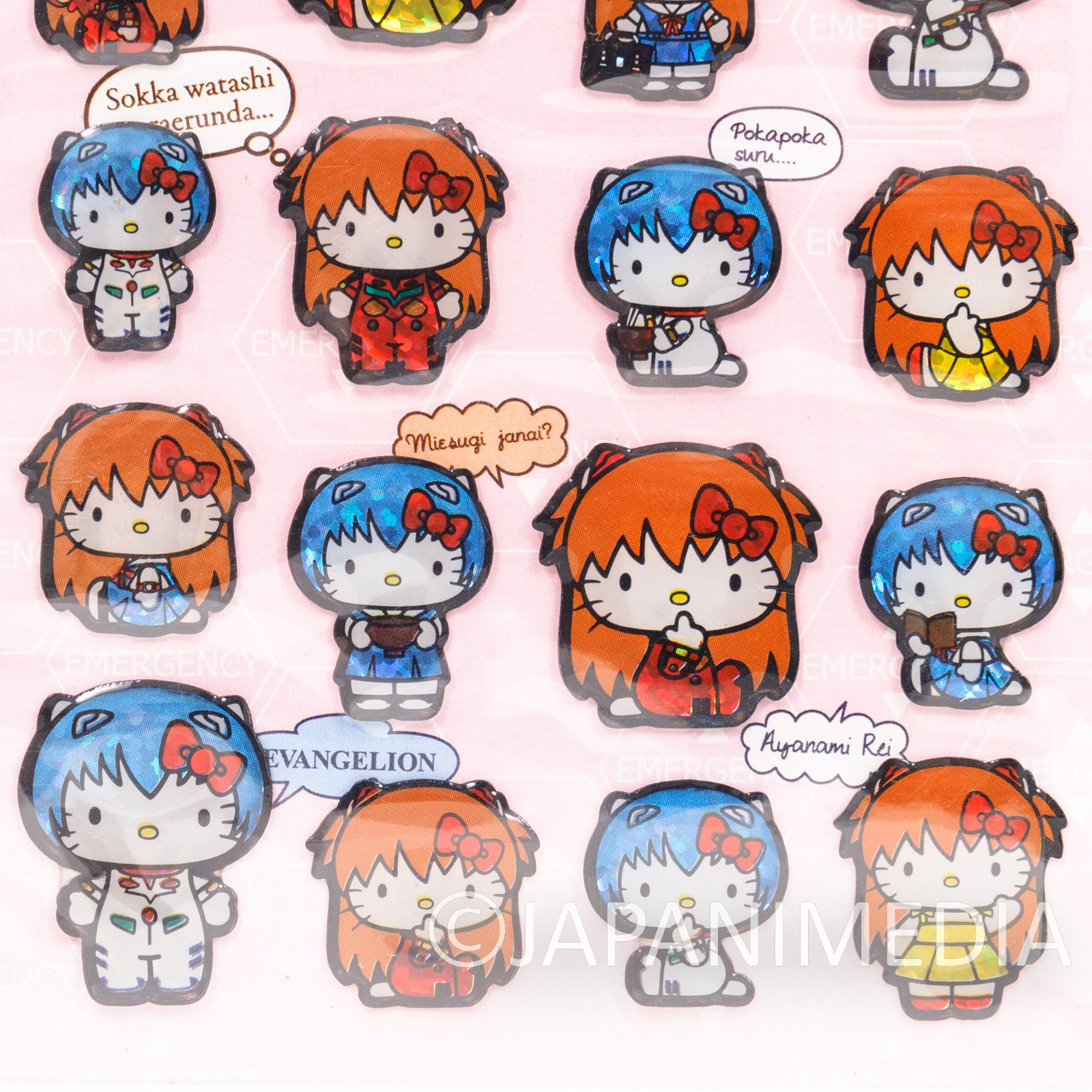 Evangelion x Hello Kitty Rei Ayanami & Asuka Langley Sticker Sheet Sanrio JAPAN