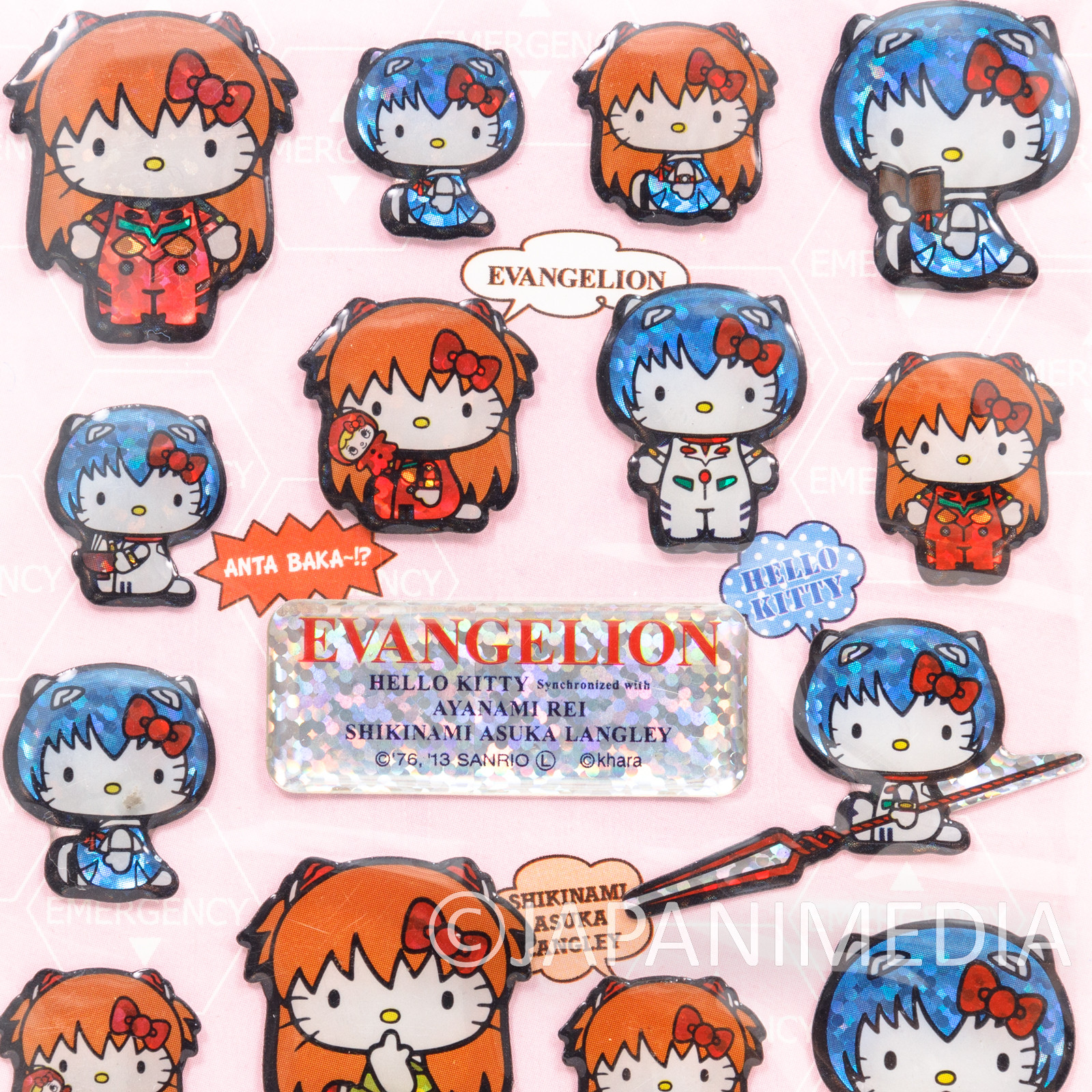 Evangelion x Hello Kitty Rei Ayanami & Asuka Langley Sticker Sheet Sanrio JAPAN
