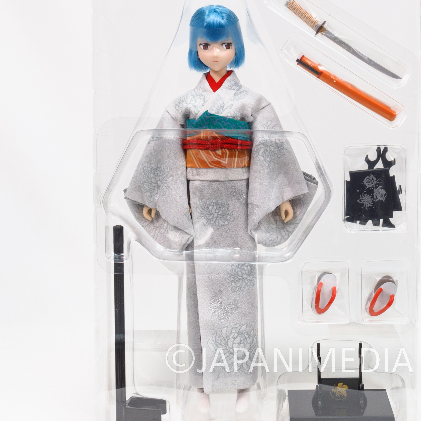 Evangelion Rei Ayanami Kimono w/Japanese Sword Figure Doll TAKARA TOMY