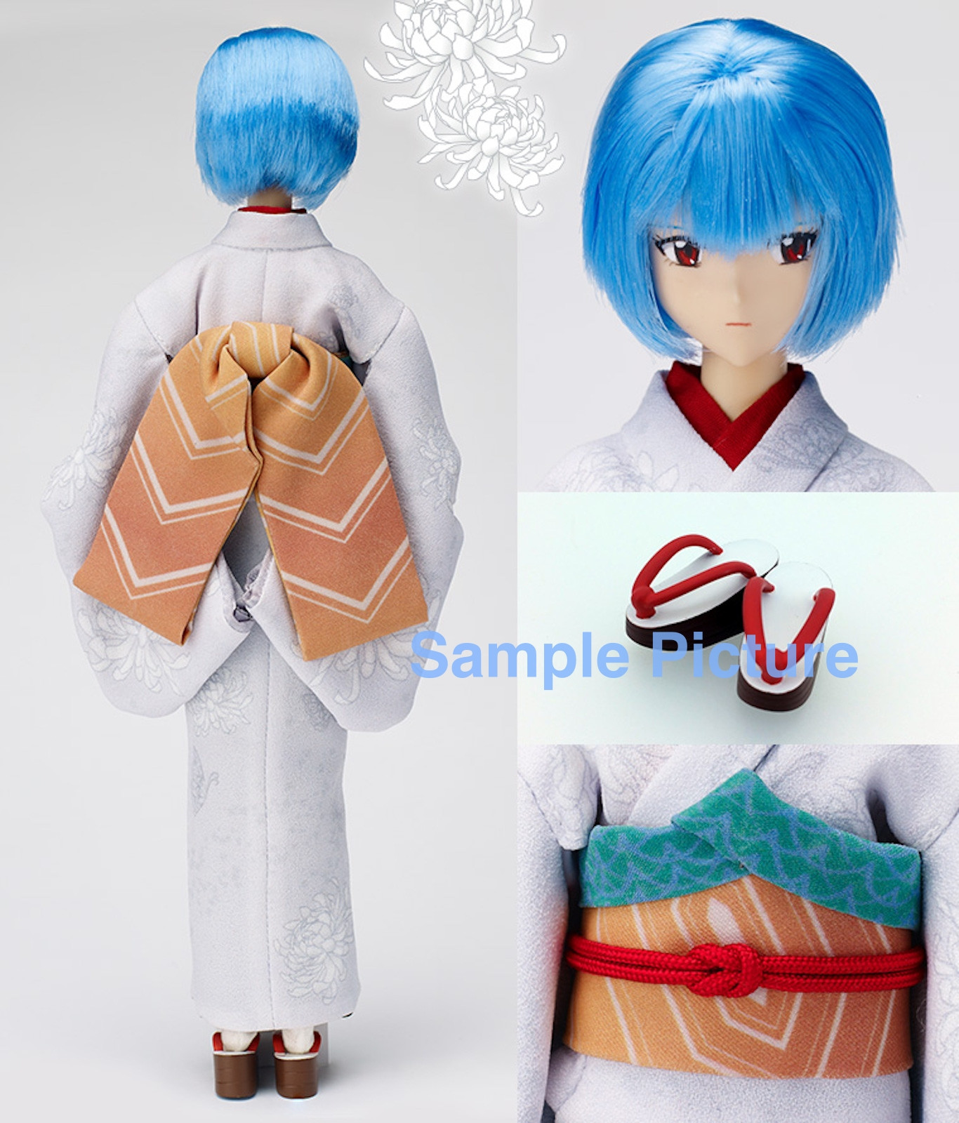 Evangelion Rei Ayanami Kimono w/Japanese Sword Figure Doll TAKARA TOMY