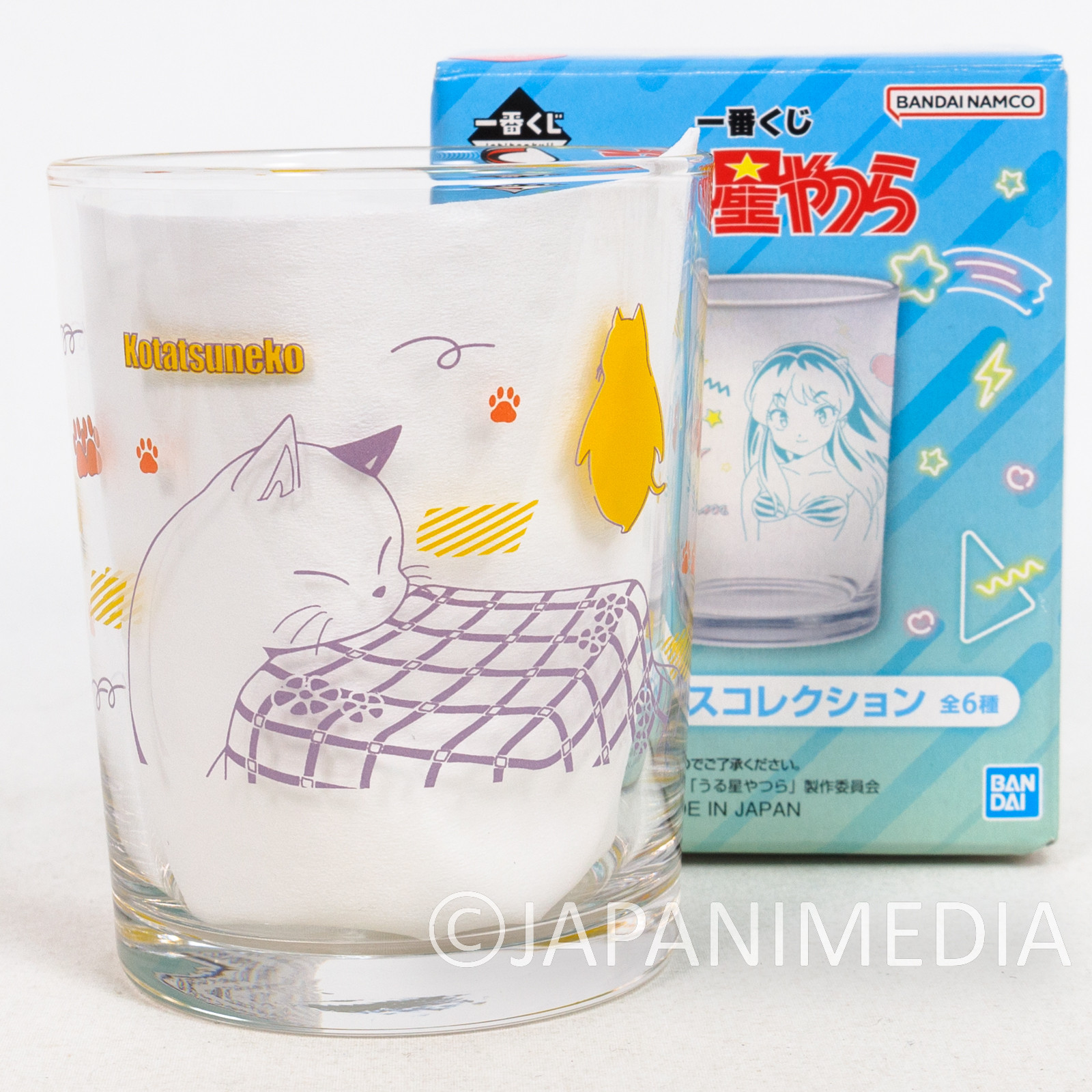 Urusei Yatsura Kotatsu Neko Cat Glass BANDAI 