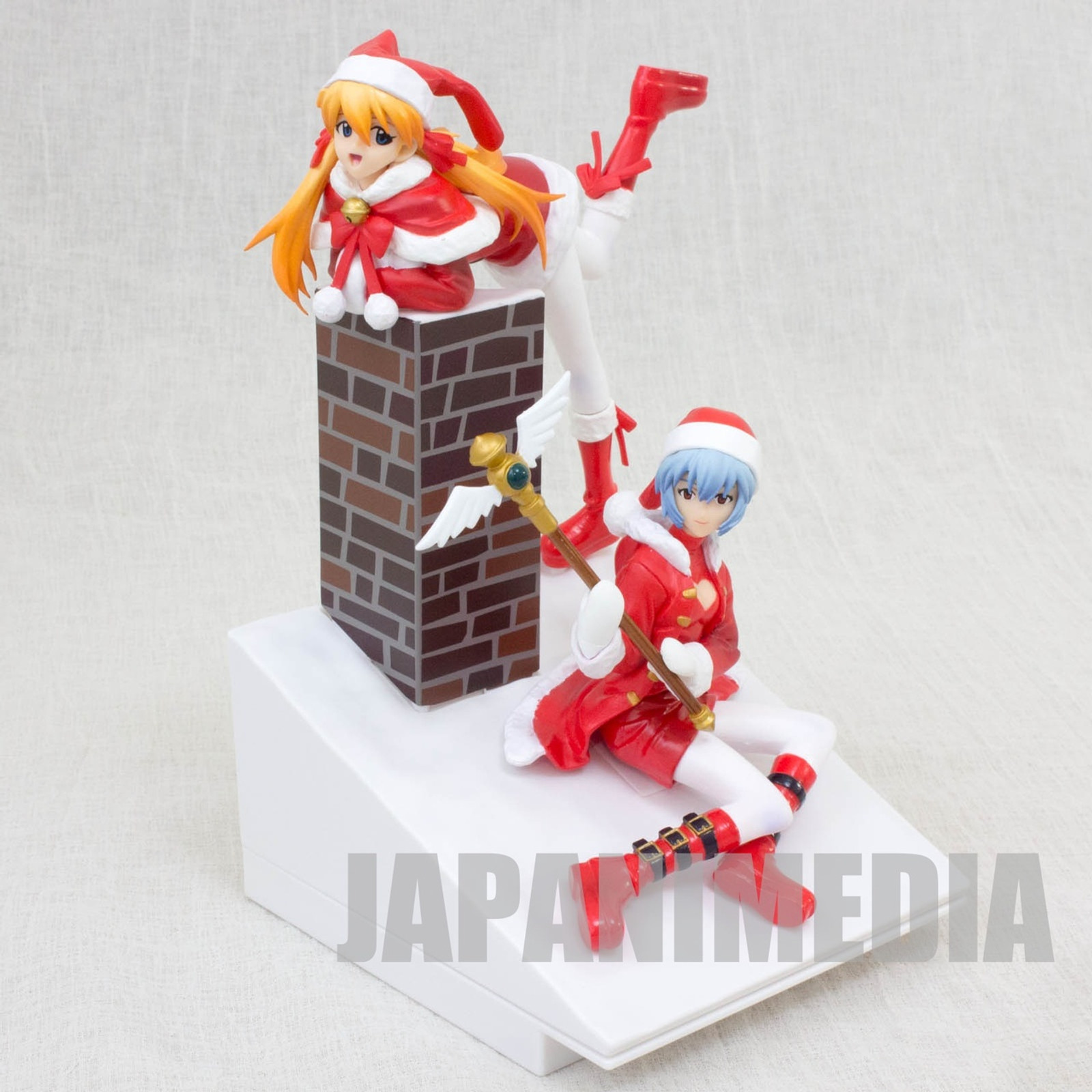 Evangelion Cake Asuka Langley & Rei Ayanami Christmas Santa Figure Bandai JAPAN