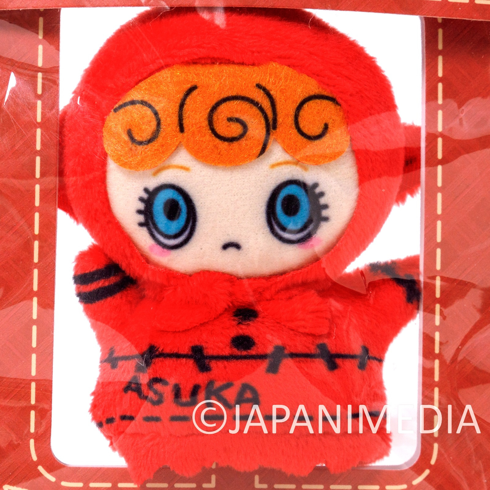 Evangelion Asuka's Doll Plug Suit Finger Puppet Plush Doll Ballchain PUPPELA JAPAN ANIME