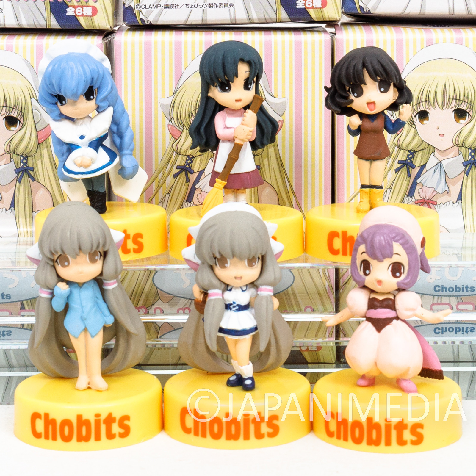 Chobits Mini Figure 6pc Set Chii Sumomo Yuzuki Chitose Yumi /CLAMP 