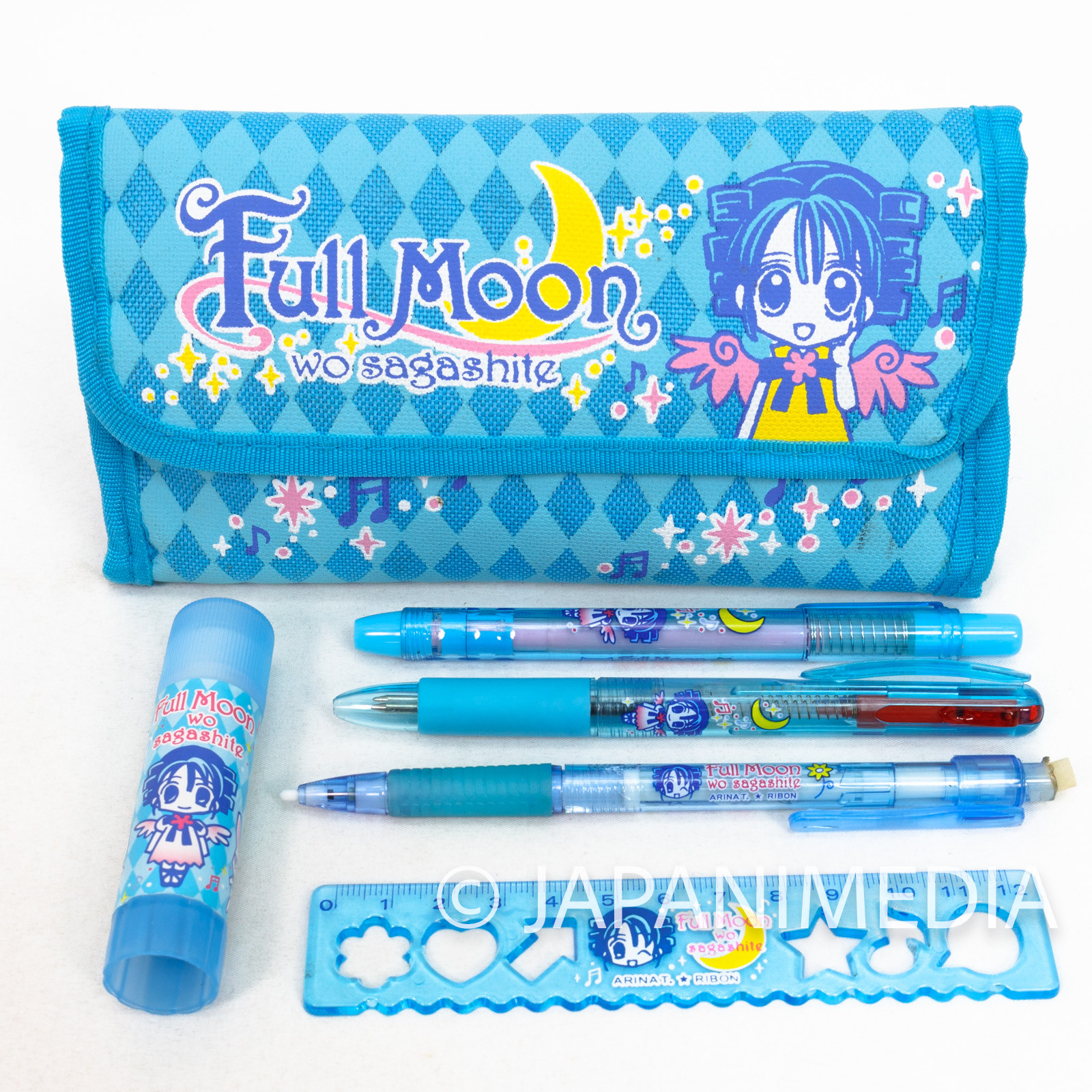 [JUNK] Full Moon o Sagashite Pen case set [Pen case / Mechanical pencil / Eraser / Ruler]