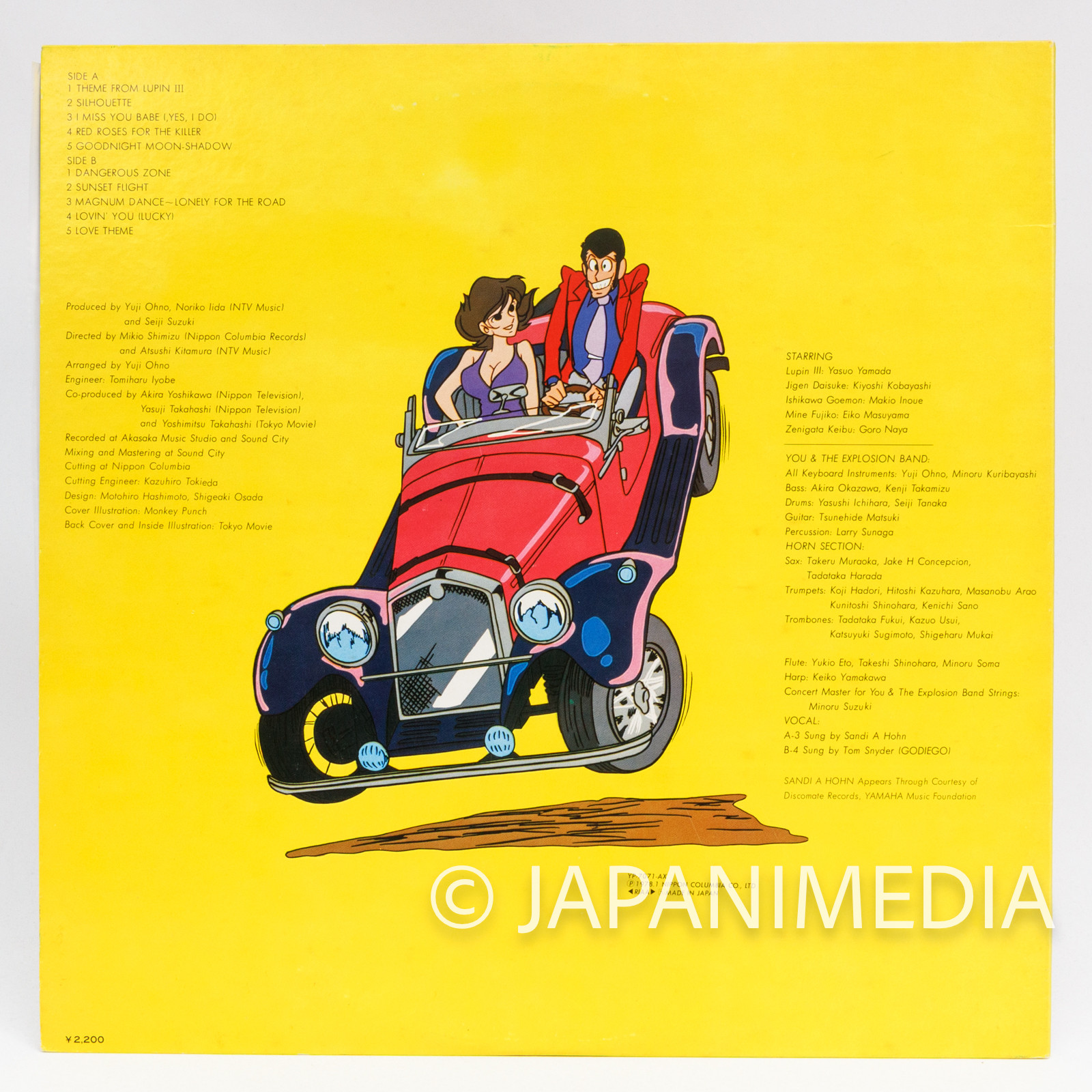 Lupin the Third Original Soundtrack LP Vinyl YP-7071-AX Yuji Ohno | Japanimedia Store Front