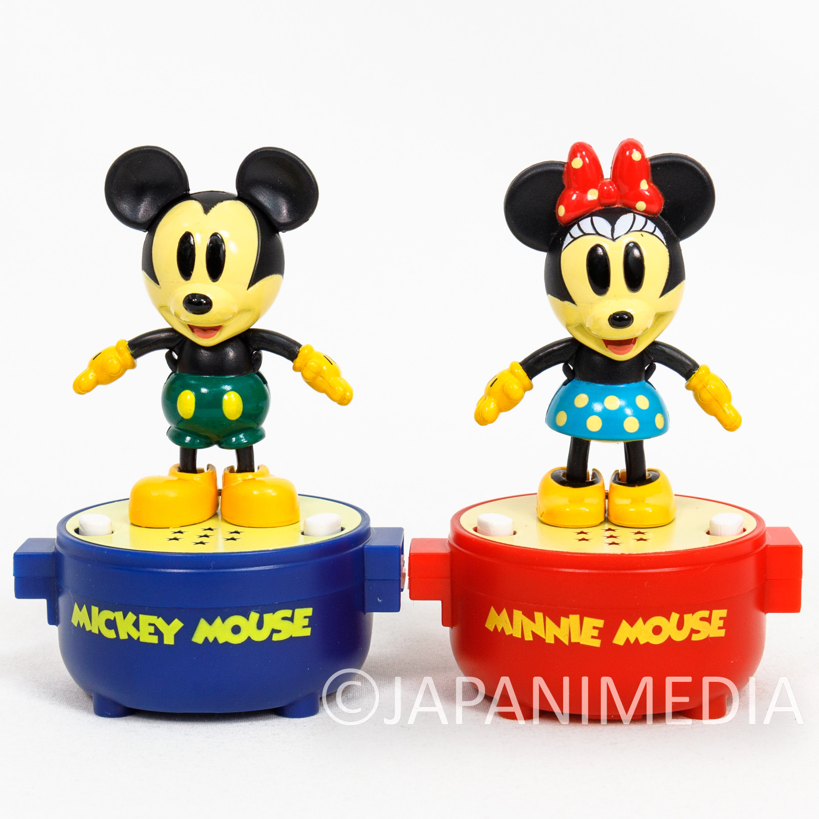 RARE! Disney Characters Mickey & Minnie Mouse Little Taps Sound Toy Figure JAPAN