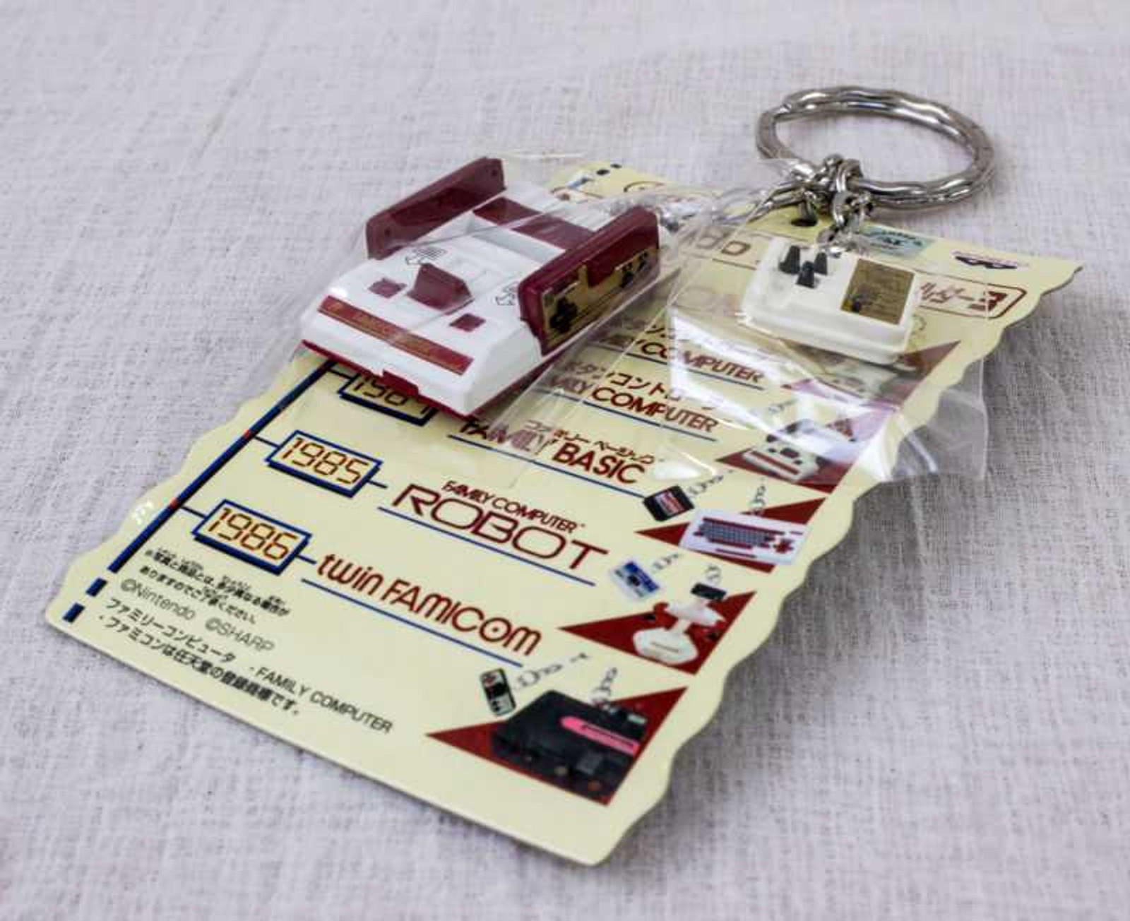 Nintendo Game Console History Miniature Figure Key Chain Famicom + RF Switch