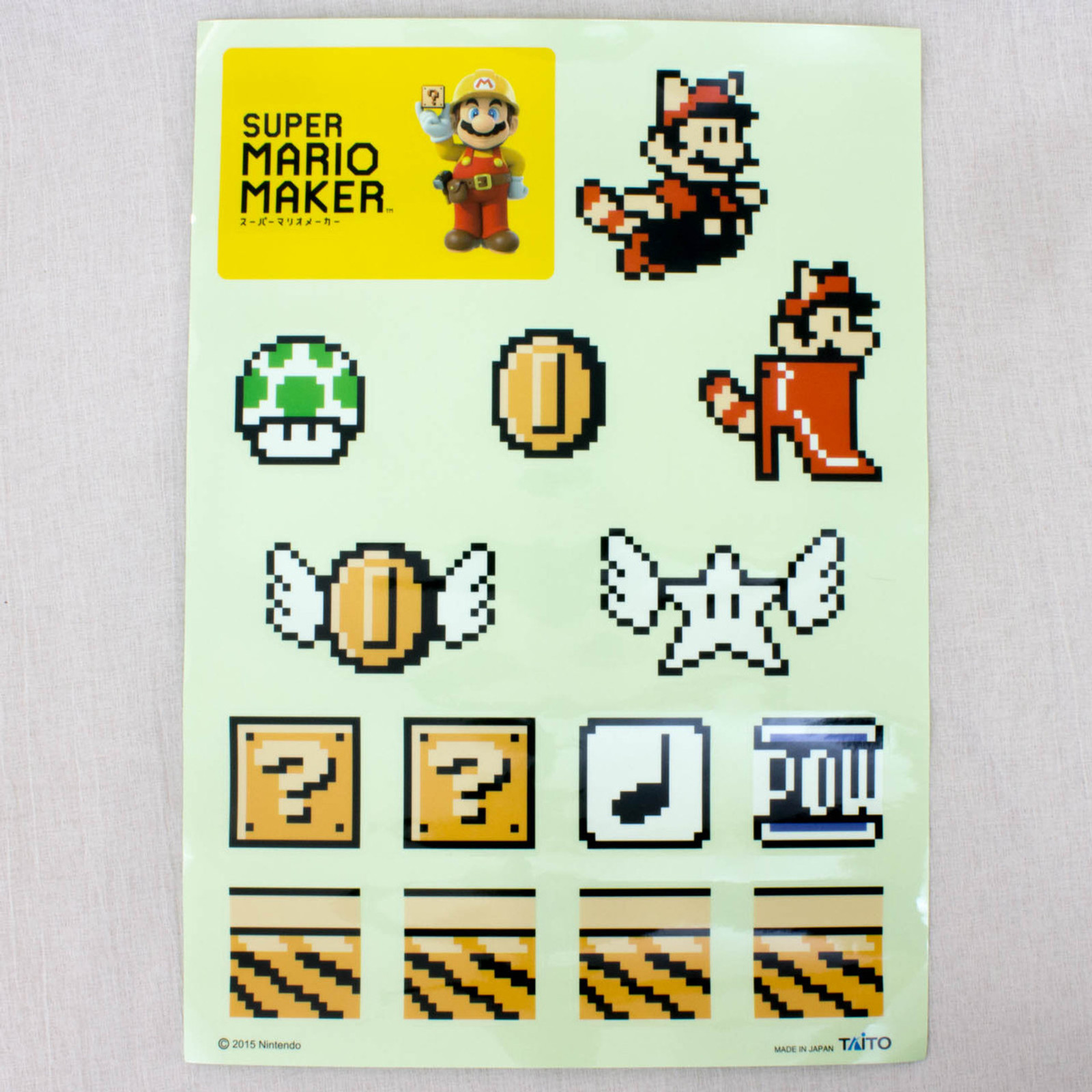 Super Mario Maker Wall Stickers Sheet 2pc Set SMB3 ver. 30th JAPAN GAME Nintendo