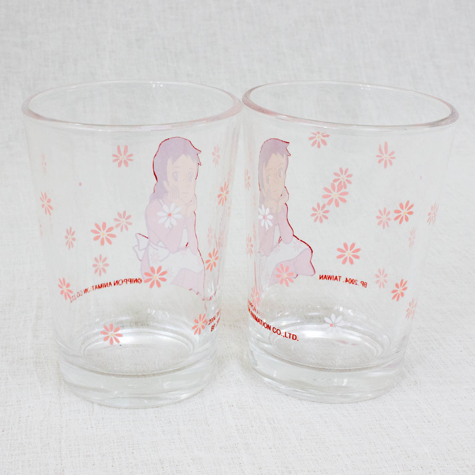 RARE! Anne of Green Gables World Masterpiece Theater Glass 2pc Set JAPAN ANIME