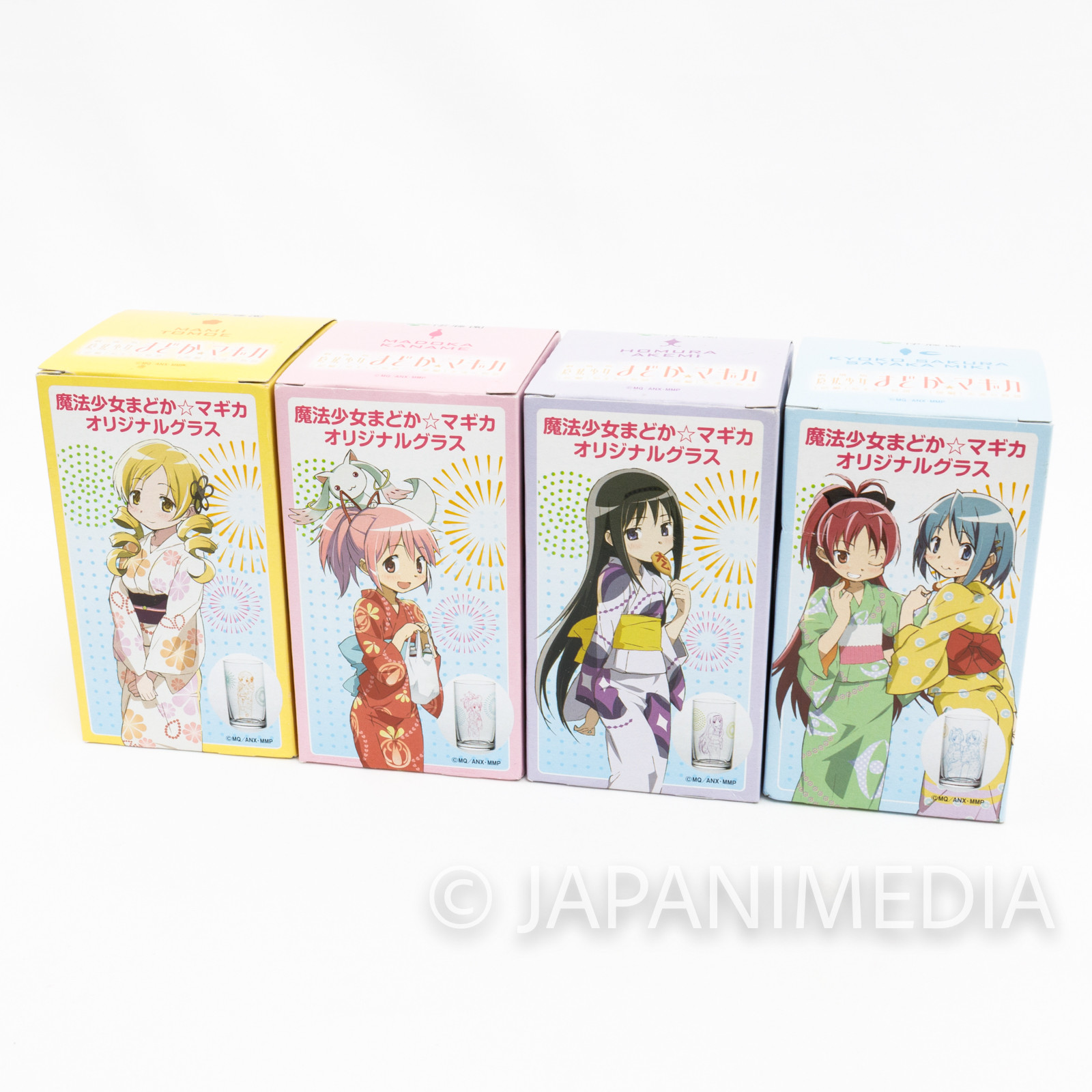 Puella Magi Madoka Magica Original Glass (Yukata ver.) 4pc Set JAPAN ANIME