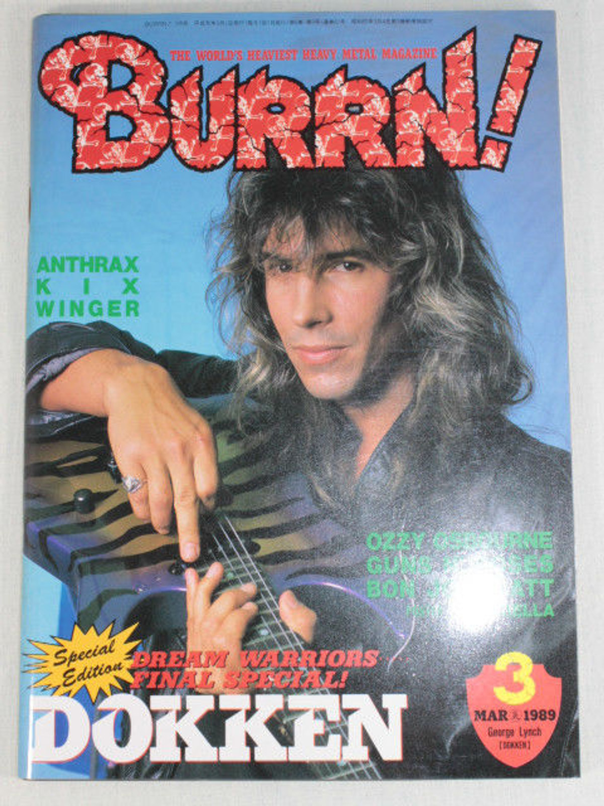 1989/03 BURRN! Japan Rock Magazine DOKKEN/BON JOVI/OZZY OSBOURNE/ANTHRAX/KIX