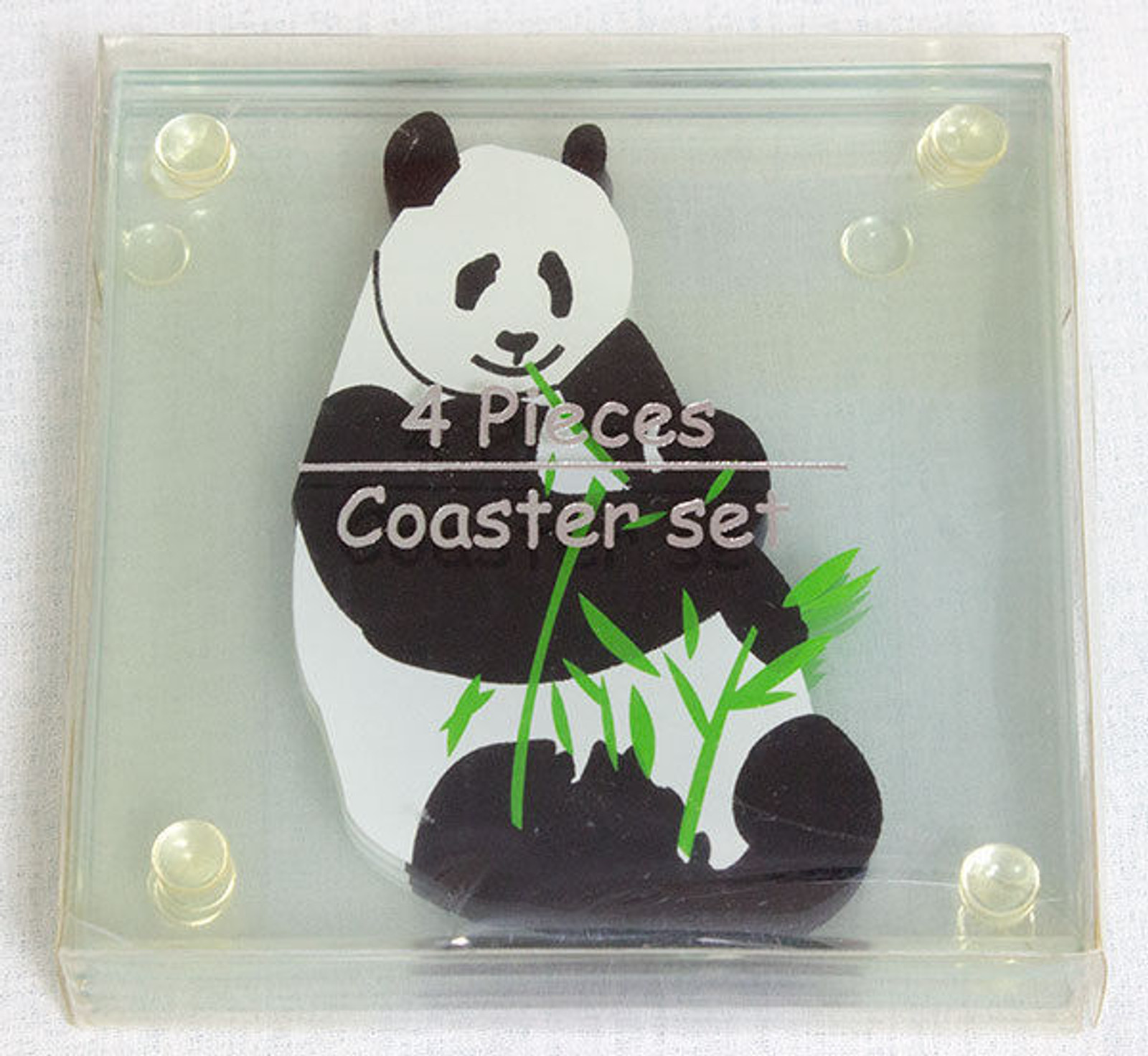 Set of 4 Glass Panda Coaster