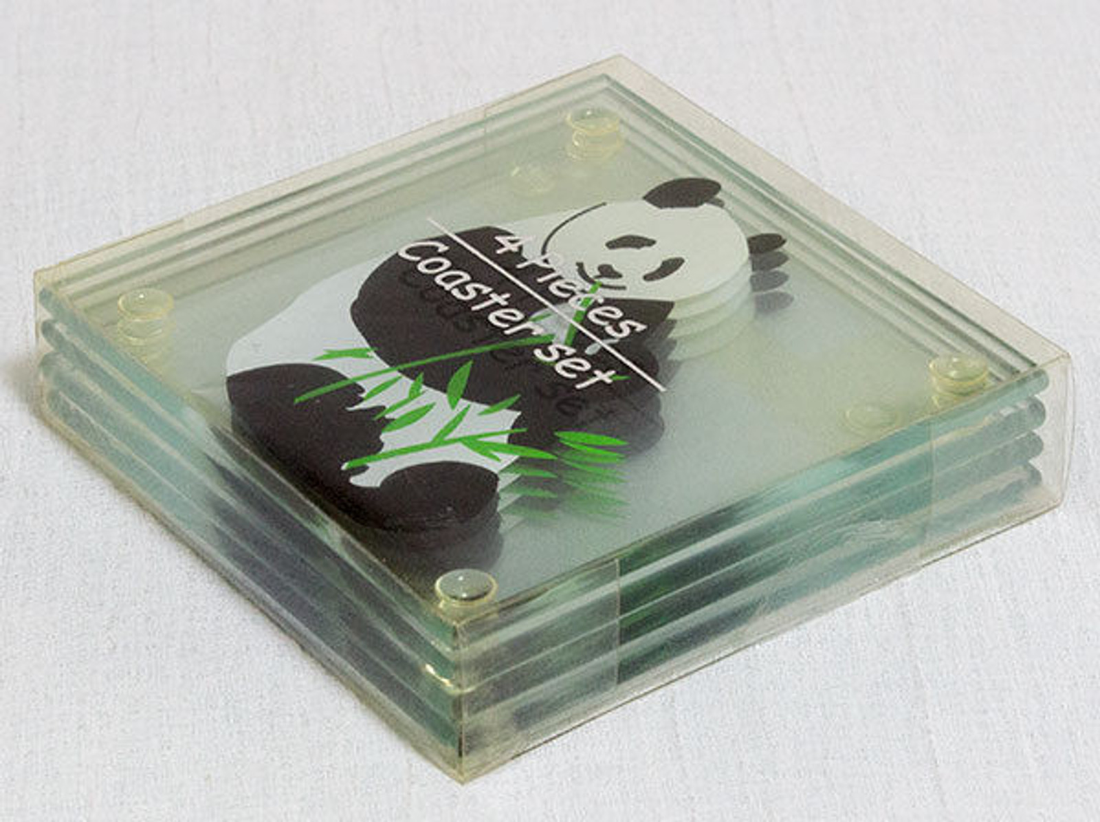 Set of 4 Glass Panda Coaster