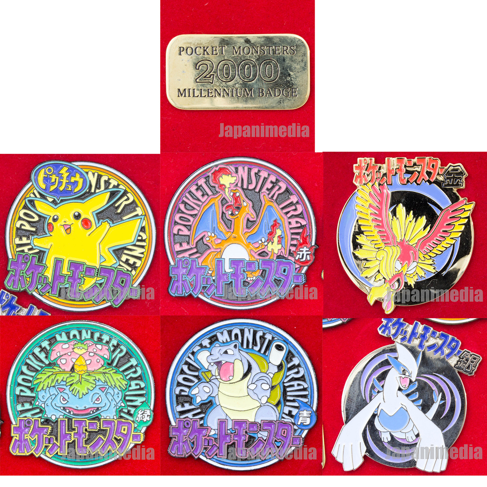 Pokemon Metal Pins 6pc Set 2000 Millennium Badge Pikachu JAPAN