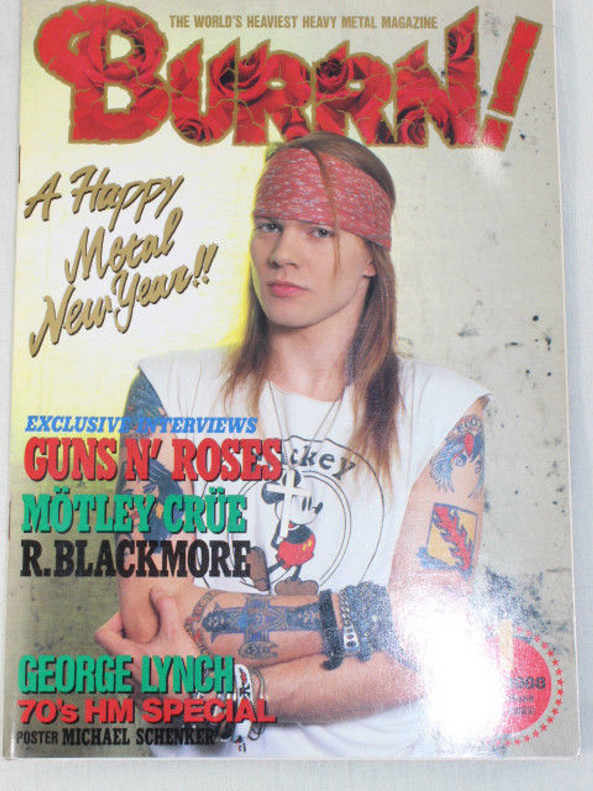 1988/01 BURRN! Japan Rock Magazine GUNS N' ROSES/DOKKEN/AEROSMITH/MOTLEY CLUE
