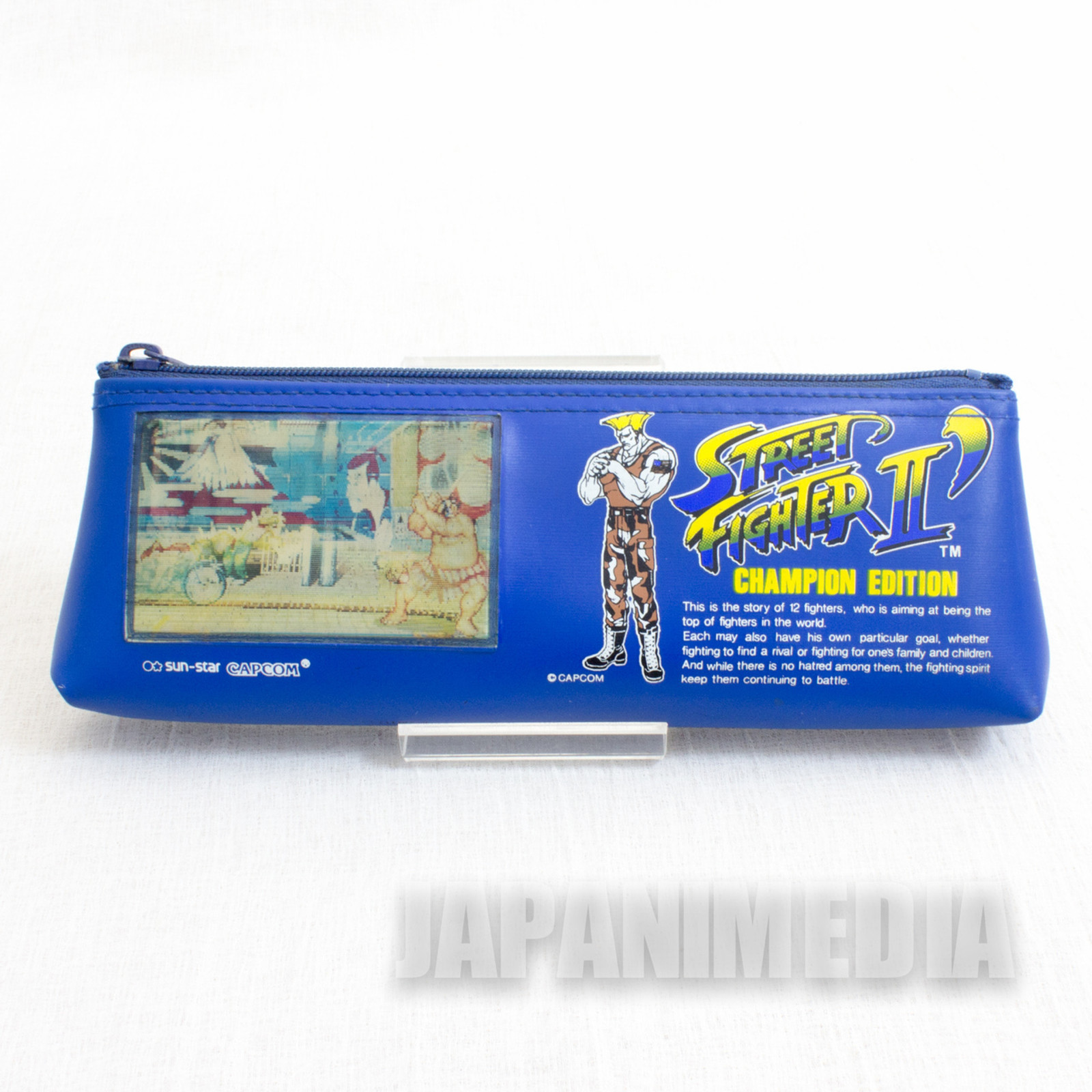 Retro RARE Street Fighter 2 Dash Champion Edition Vinyl Pen Case Sun Star JAPAN