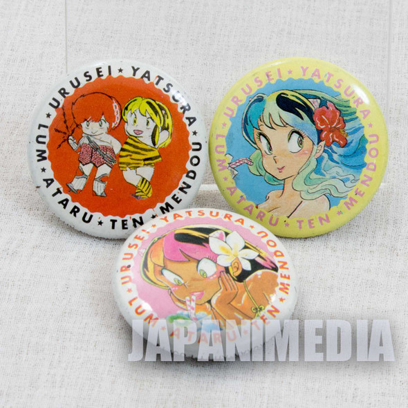 Retro RARE Urusei Yatsura LUM Button badge 3pc Set JAPAN Japanimedia Store FRONT