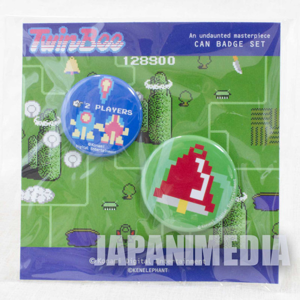 TwinBee Button badge 2pc set KONAMI JAPAN GAME FAMICOM NES Japanimedia Store FRONT