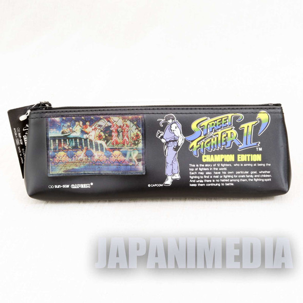 Retro RARE Street Fighter 2 Dash Champion Edition Soft Pen Case Sun Star Japanimedia Store FRONT
