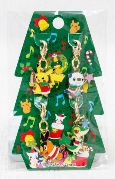 RARE!! Pokemon Metal Charm 4pc Set Christmas Tree 2010 Pikachu Pokemon Center JAPAN ANIME MANGA Japanimedia Store FRONT