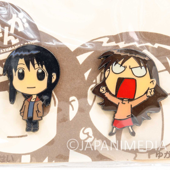 Azumanga Daioh Minamo Kurosawa & Yukari Tanizaki Pins 2pc Set JAPAN Japanimedia Store FRONT