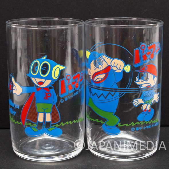 Retro RARE Perman Glass 2pc Set Fujiko F Fujio JAPAN ANIME MANGA Japanimedia Store FRONT