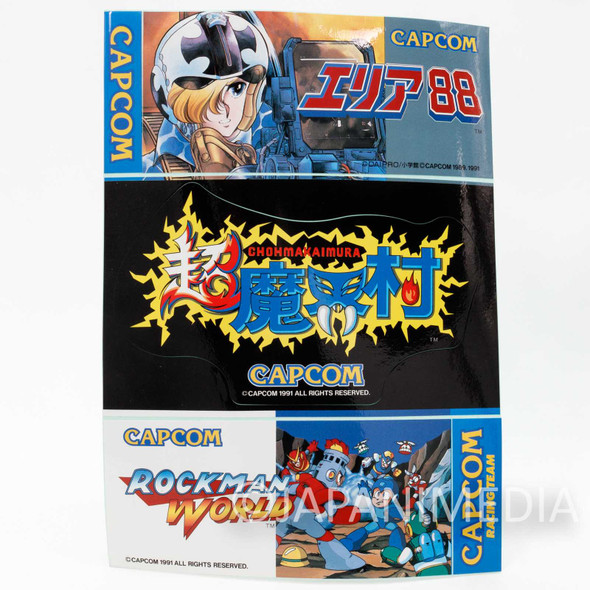 Retro RARE! 90's Capcom Game Sticker Sheet [Mega Man/Ghouls 'n Ghosts/Area 88] Japanimedia Store FRONT