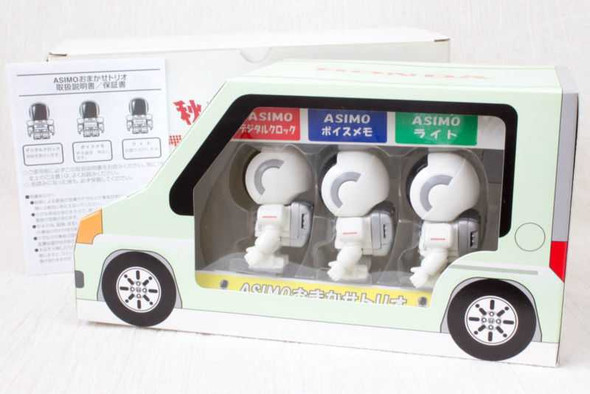 HONDA Asimo Trio Mascot Figure Type LED Light & Digital Clock & Voice Memo JAPAN Japanimedia Store FRONT