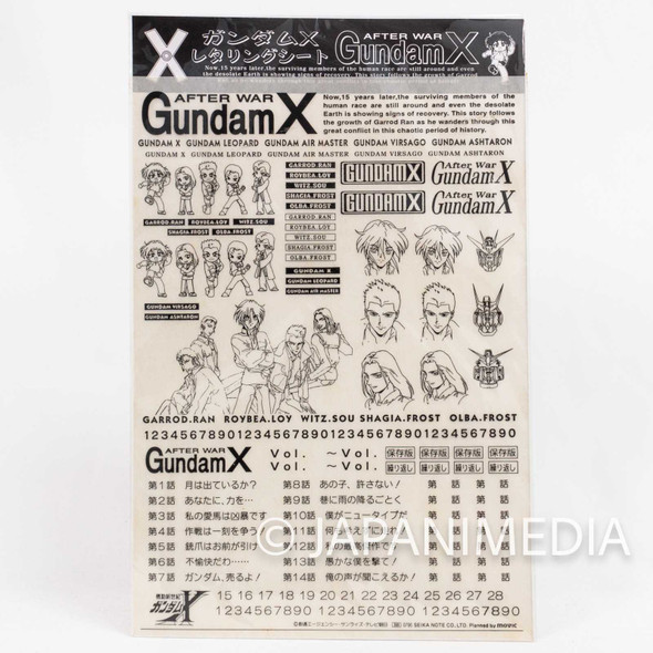 Retro RARE! After War Gundam X Decal/Lettering Sheet Movic Japanimedia Store FRONT