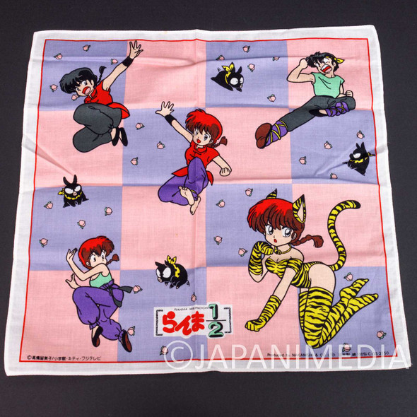 Retro RARE! Ranma 1/2 Handkerchief #4 [Cat Ranma/Ryoga] Japanimedia Store FRONT