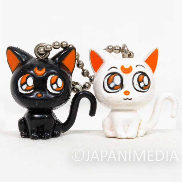 Retro RARE Sailor Moon Cat Artemis & Luna Figure Ballchain JAPAN ANIME Japanimedia Store FRONT