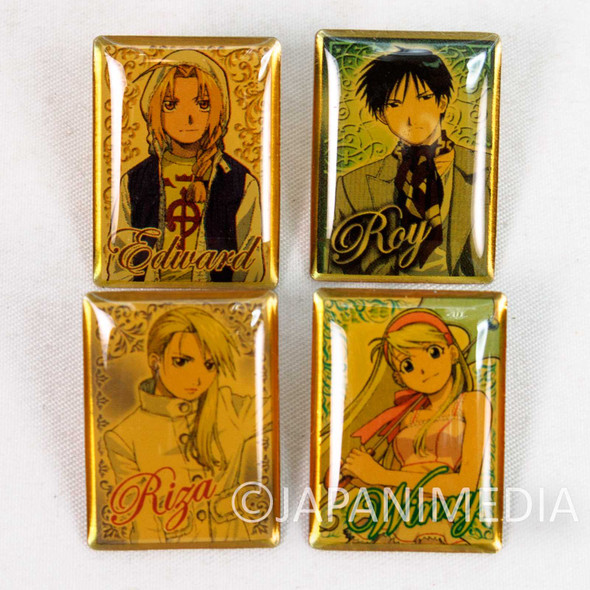 Fullmetal Alchemist Small Metal Pins 4pc Set / Edward Winry Roy Riza Japanimedia Store FRONT