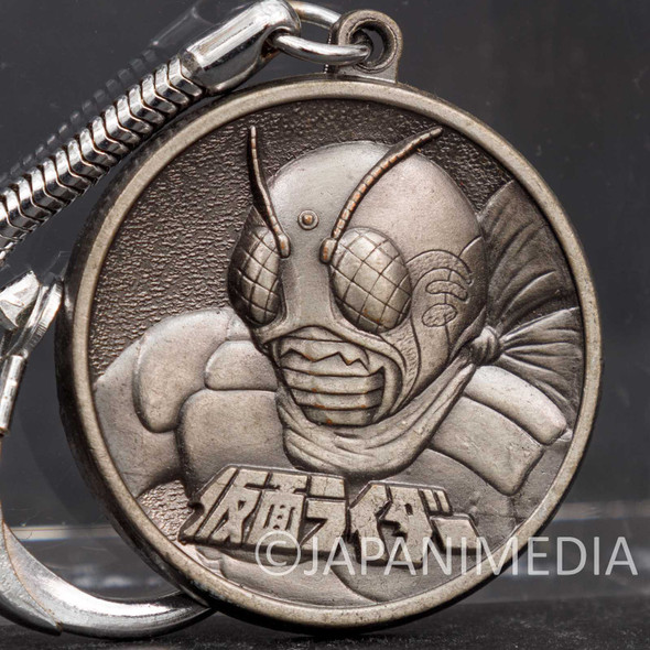 Retro RARE! Kamen Rider Metal Medal Mascot Keychain / Nissin Shokuhin Japanimedia Store FRONT
