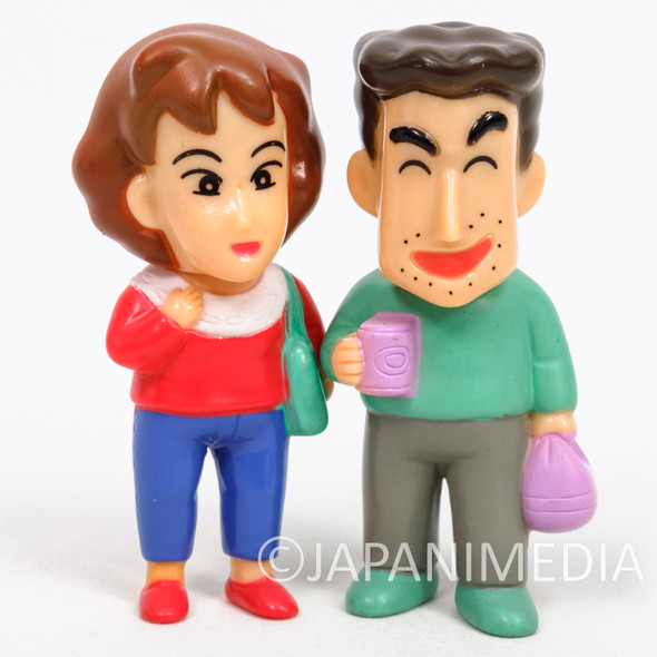 Retro RARE! Crayon Shin-chan Misae & Hiroshi 3" Soft Vinyl Figure BANDAI 1993 Japanimedia Store FRONT